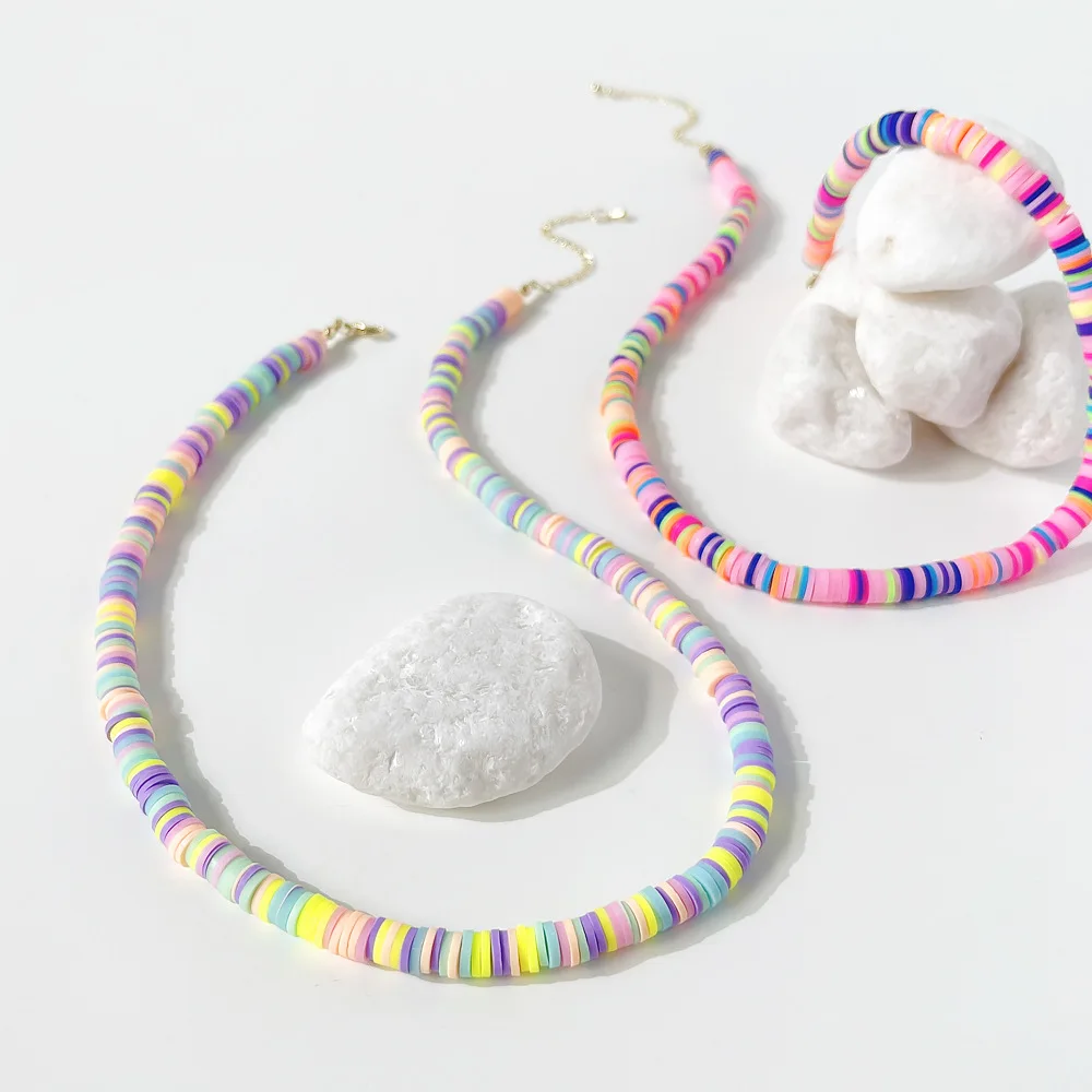 Многоцветный чокер из полимерной глины для женщин ожерелье ручной работы мягкой