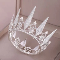 forseven circle crystal simulated pearls princess tiaras crowns women girl birthday bridal bride wedding hair jewelry ornament