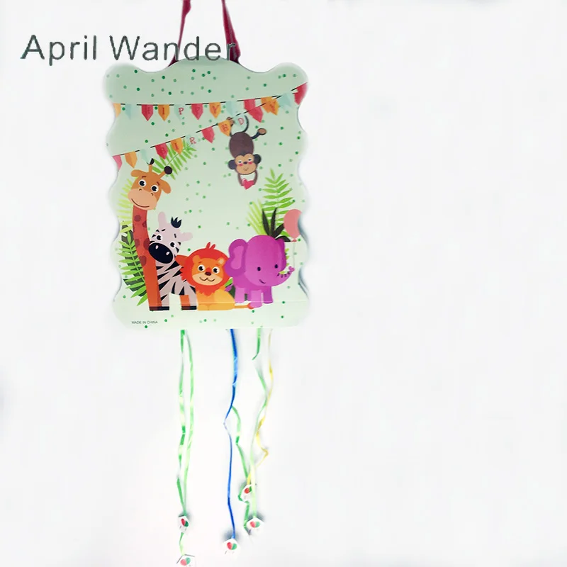 pinata 1pc Милые животные вечерние скатерти салфетки под чашки коробка конфет Лев джунглей вечерние флаги посуда для детского дня рождения вечерние поставки - Цвет: pinata 1pc