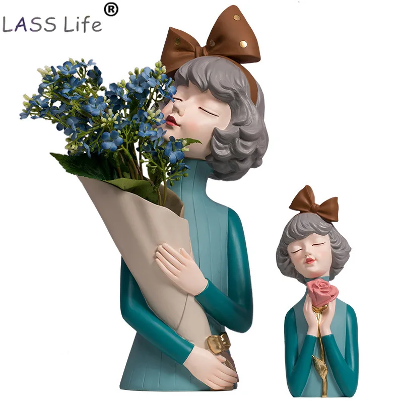 

Nordic Бабочка Скульптура девушки фиолетовый цветок высокой четкости изображения смолы статуя льва аксессуары для украшения дома декор в гос...