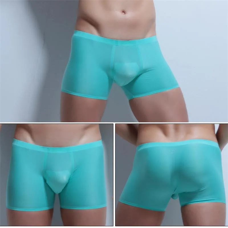 Новые классные трусы-боксеры из Ice Silk сексуальное мужское нижнее белье с низкой талией Cuecas боксеры мужские s трусы мужские боксеры шорты трусы - Цвет: Ice Blue