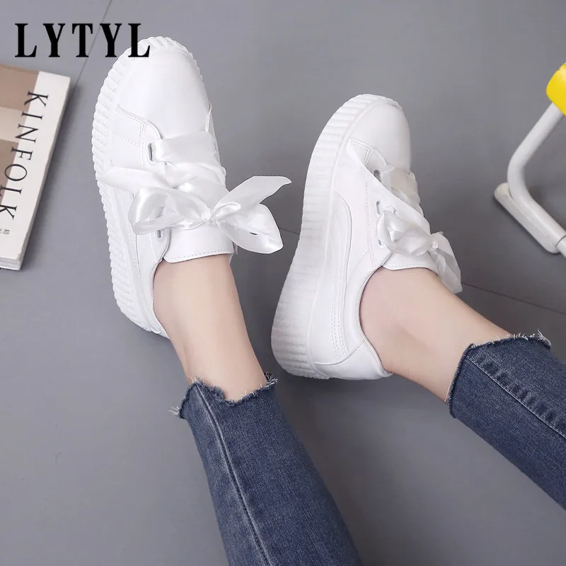 

Women White Sneakers 2021 Spring Summer Fashion Casual Shoes Ladies Lace-up Breathable Women White Platform Flats B20-193
