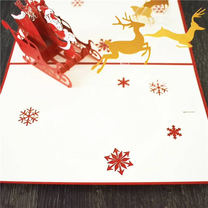 10 упаковок веселых рождественских открыток Санта олень сани всплывающие карты с