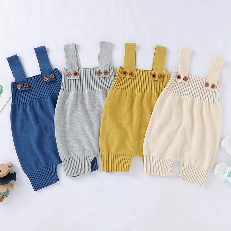 

Korean Style Spring Autumn Infant Baby Girls Boys Knitting Jumpsuit Overall Toddler Baby Girl Boys Sleeveless Knitting Romper