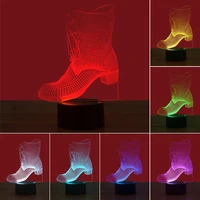 boots night light 3d illusion lamp 7 color changing led table lamp home decor bedside lighting birthday xmas gifts for girls