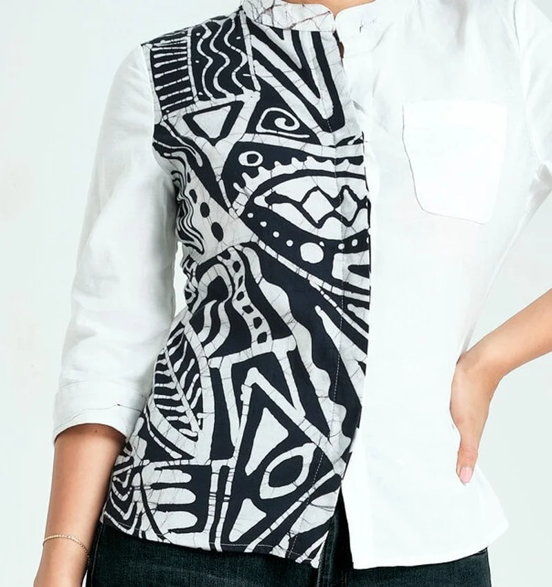 

Streetwear Fashion Women Shirt White Joining Flowers Print Collar Single-breasted Shirt Elegant Temperament Vintage Women Shirt