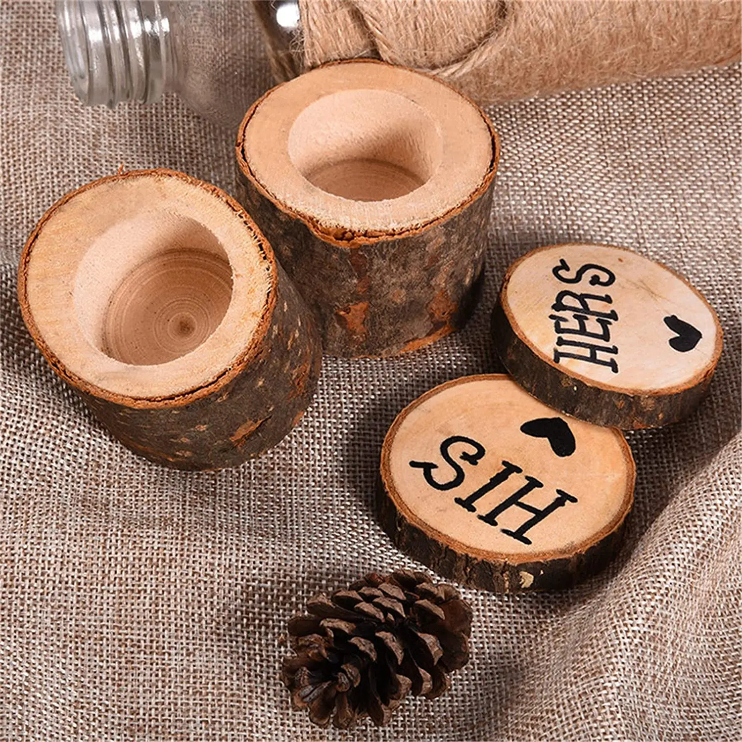 

1 Pair Rustic Wooden Ring Box for Wedding Ceremony Jewellery Earrings Ring Box Valentine's Day Wrapping Gift Box Beads Ring Case