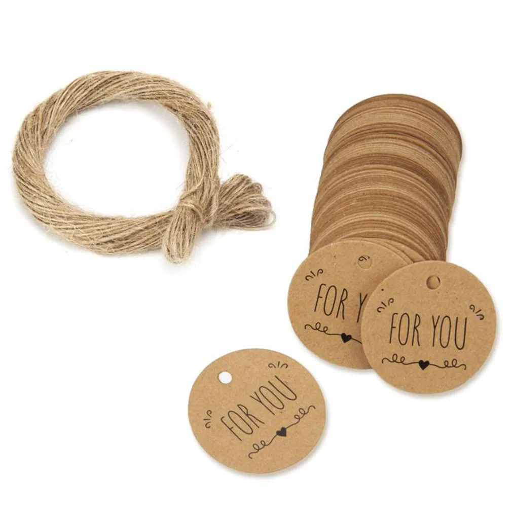

Round Label 100pcs Kraft Paper Gift Tag Clothes Hanging Tag Etiquette Handmade Label Packaging Decoration Tag