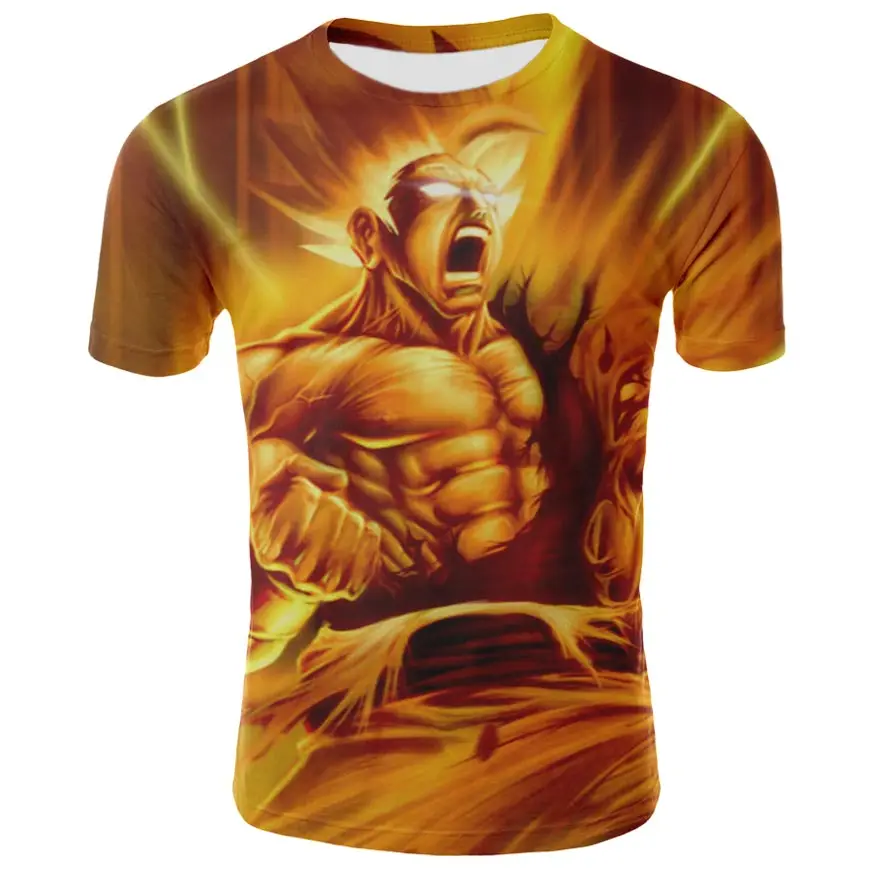 Dragon Ball Z серия футболка Goku Для мужчин рубашки с коротким рукавом рисунком из