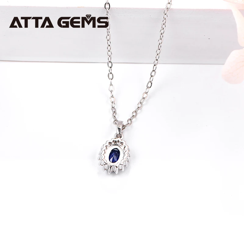 Женский кулон из серебра 925 пробы с синим сапфиром|Подвески| |