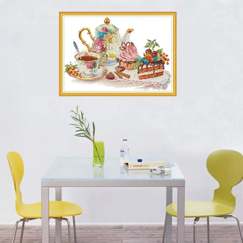 Послеобеденный чай рукоделие ручной работы счетный 11CT 14CT принт вышивка