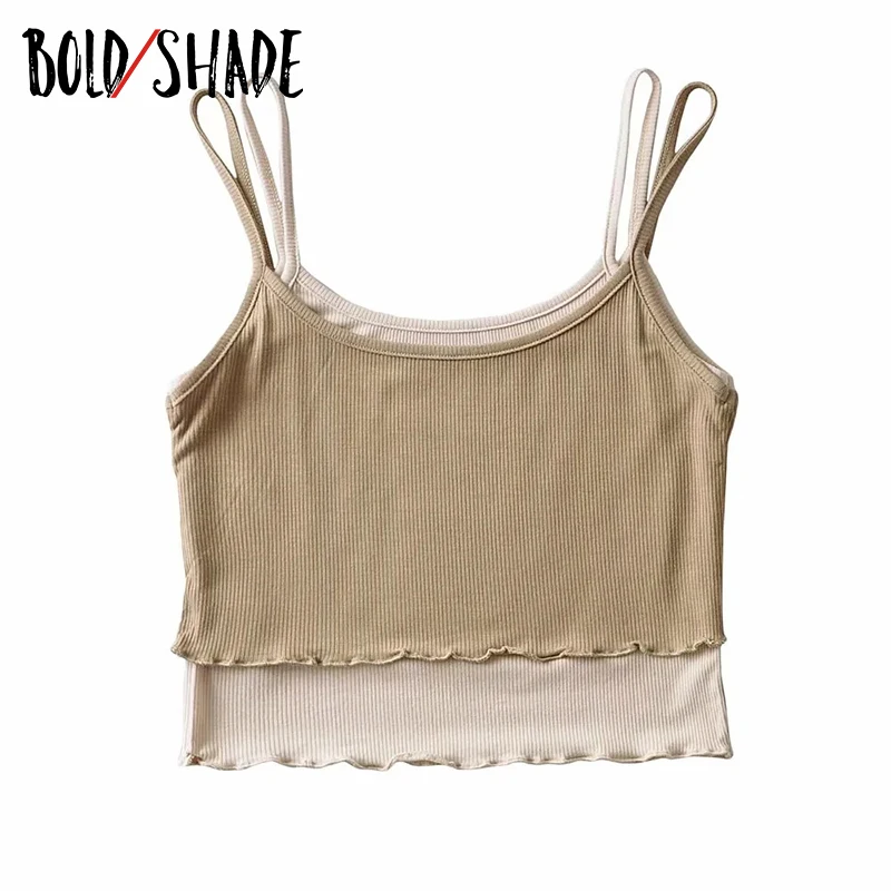 Bold Shade Grunge Streetwear 90s Style Camis Women Patchwork Indie Vintage Tank Tops 2021 Skinny Ribbed Strap Crop Top Basic Hot