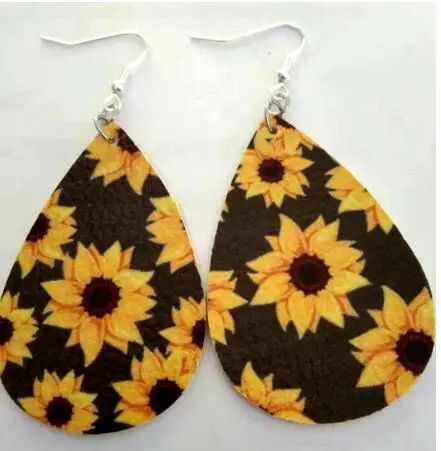 27 New Teardrop PU Leather Earrings Lightweight Leaf Petal Drop Earrings Valentines Day Gift For Women Girls - Окраска металла: 27