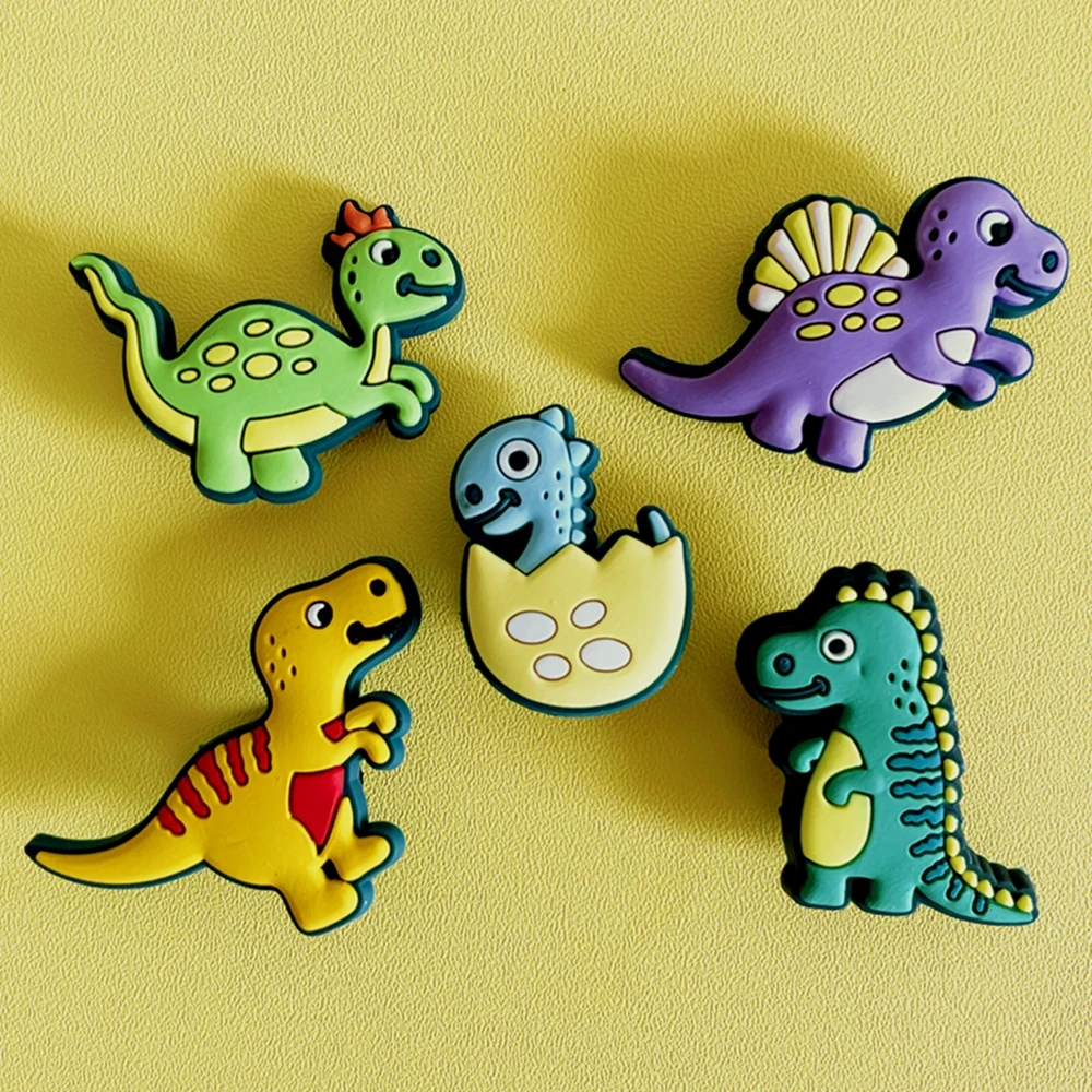 

Бесплатная доставка, 5 шт. в наборе, аниме милые Подвески-Кроксы, мультяшный динозавр, браслет из пвх, аксессуары «сделай сам», украшения, дет...