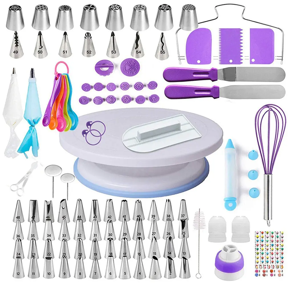 

137Pcs/Set Cake Tool Piping Nozzle Piping Bag Set Rotary Cake Turntable Cake Decorating Tools Kit Kitchen Baking Supplies