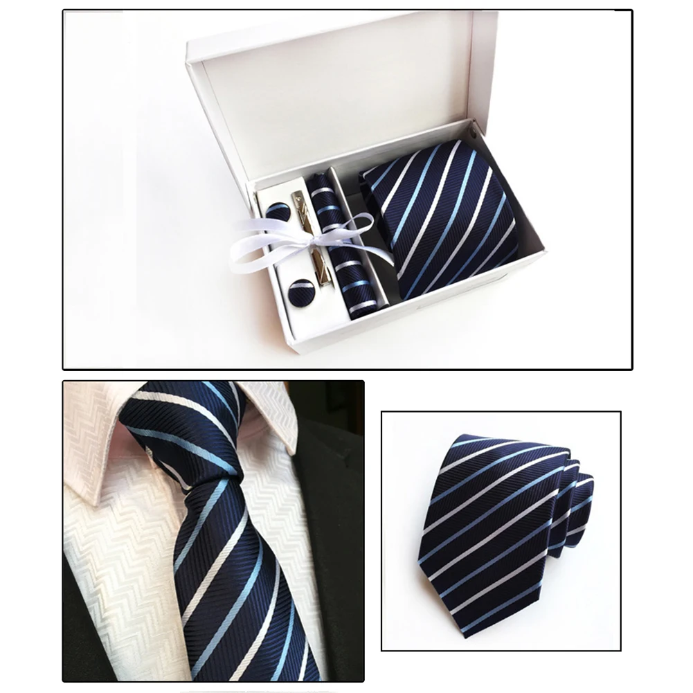 Модные Офисные мужские запонки галстук носовой платок зажим для галстука