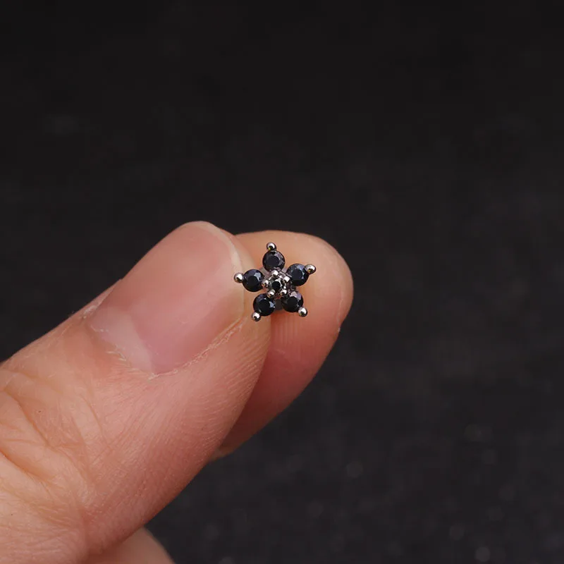 

1pc Stainless Steel Fashion Flowers Zirconia Cartilage Earring for Women Crown Helix Ear Studs Piercing Jewelry