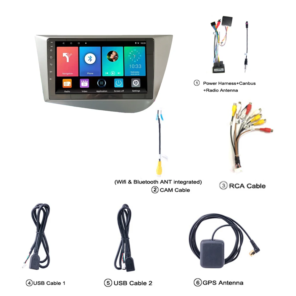 

Eastereggs 9" 2 Din Android Car Radio For Seat Leon2 2005-2012 WIFI GPS Navigation FM Bluetooth Car Multimedia Player with Frame