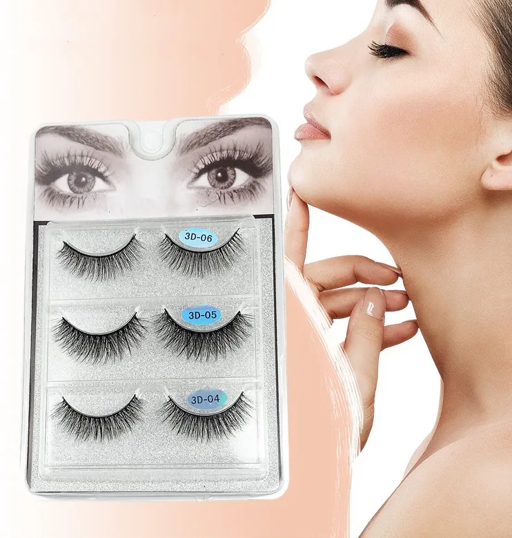 3 пары ручной работы 3d норковые ресницы короткие накладные крест грязные толстые