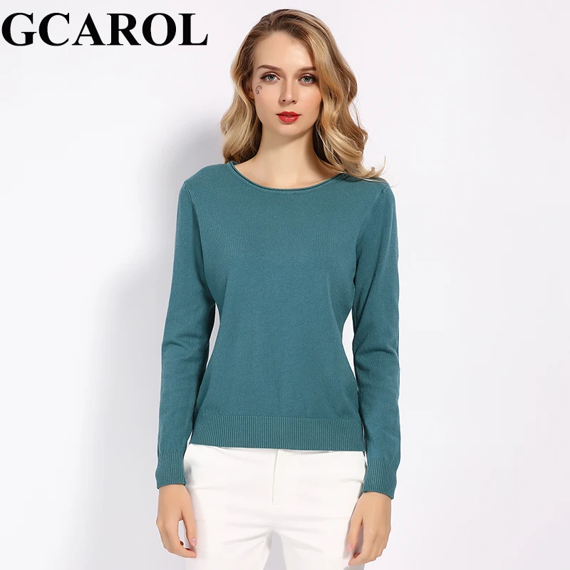 GCAROL, Новое поступление, Осень-зима, 30% шерсть, свитер, стрейч, OL, вязанный джемпер, яркий цвет, базовый, вязаные топы, S-2XL