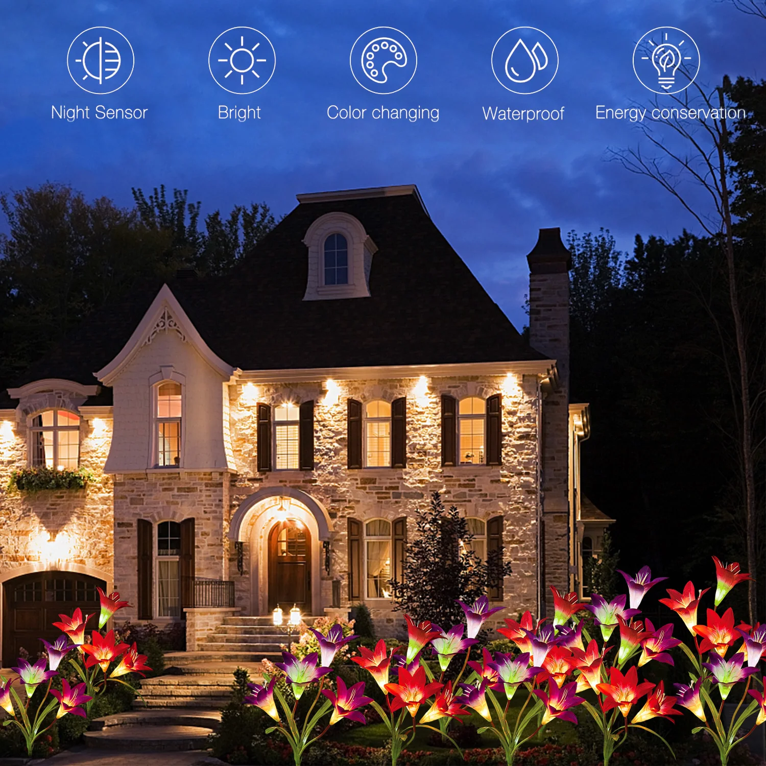 Садовый светильник на солнечной энергии водонепроницаемый 2 шт.|Светодиодные