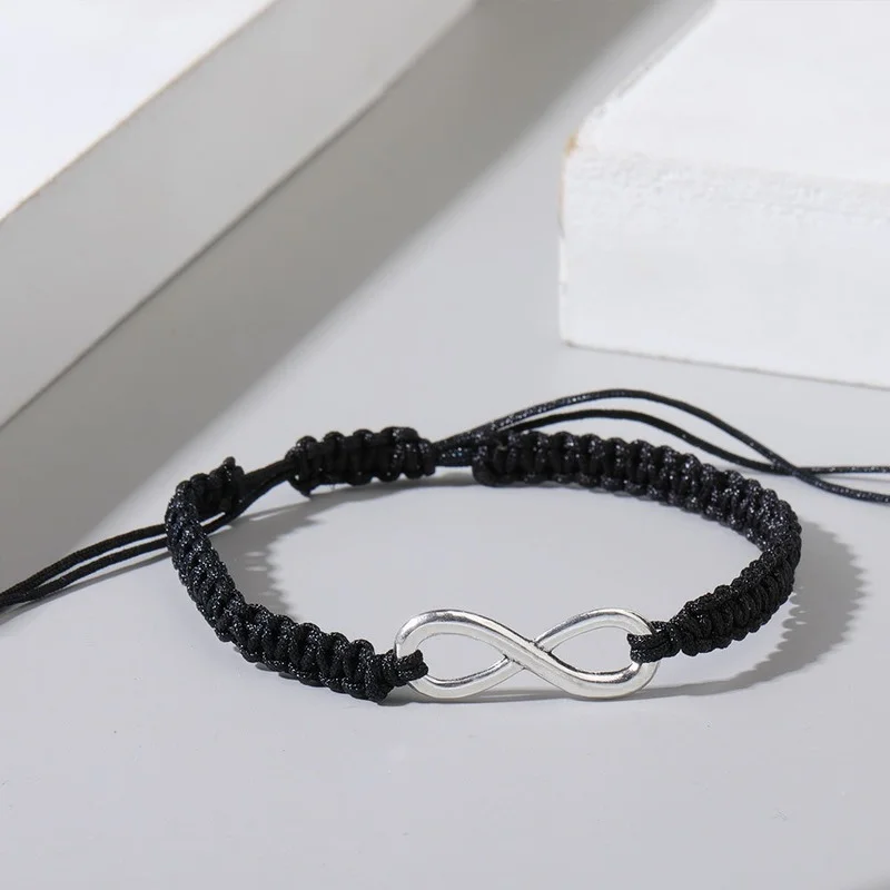 

Couple Braided Rope Bracelets Alloy Cord Braid Chain Bracelet Pendant Two-piece Woven Lover Bracelet Gifts