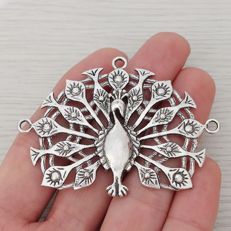 5 больших Подвесок в виде павлина с красивыми деталями для изготовления ожерелья