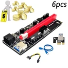 6 шт. PCI-E Pcie Riser 009S PCI E X16 PCI Express 6Pin к SATA 1X 16X USB3.0 удлинитель GPU Dual 6Pin адаптер карты для майнинга BTC