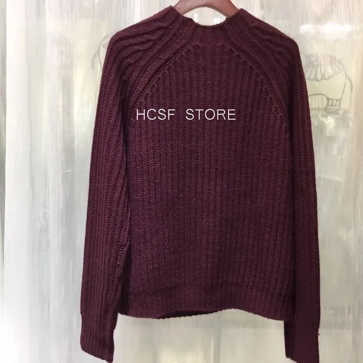 Women's Winter Sweater O-Neck Shoulder Buckle Long Sleeve 100% Cashmere Solid Color Jumper