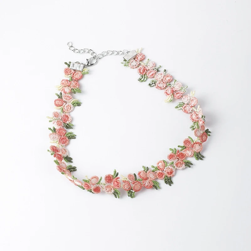 

MENGJIQIAO 2020 Korean Elegant Spring Knit Flower Holiday Choker Necklace For Women Girls Fashion Pendants Party Jewelry Gifts