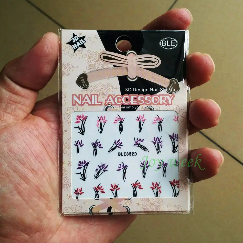 3D наклейки для дизайна ногтей все украшения слайдер желтые красные цветы клейкие