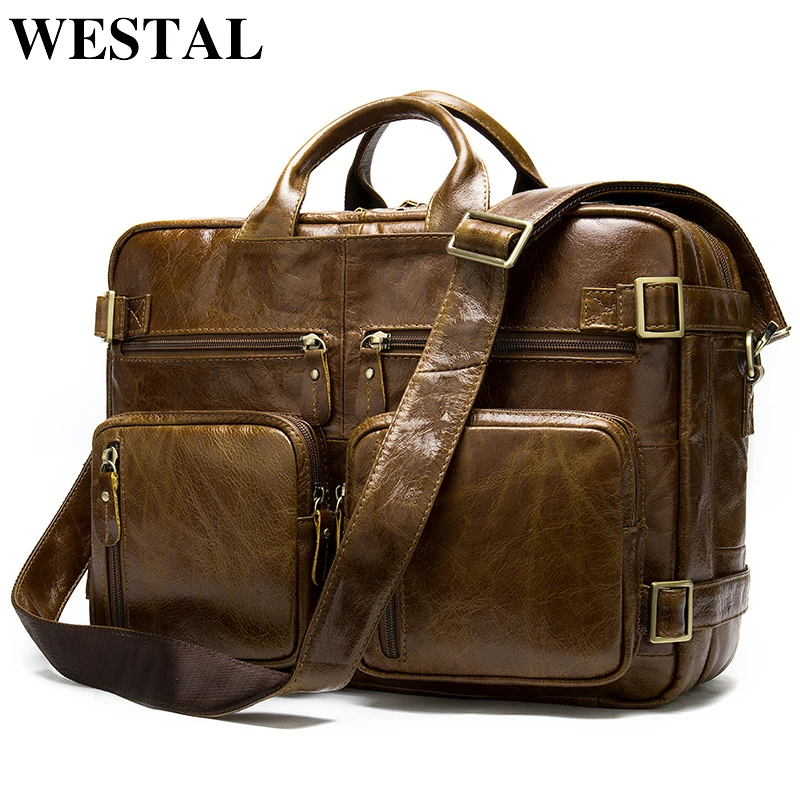 Портфель WESTAL мужской из натуральной кожи сумка для ноутбука офисный саквояж