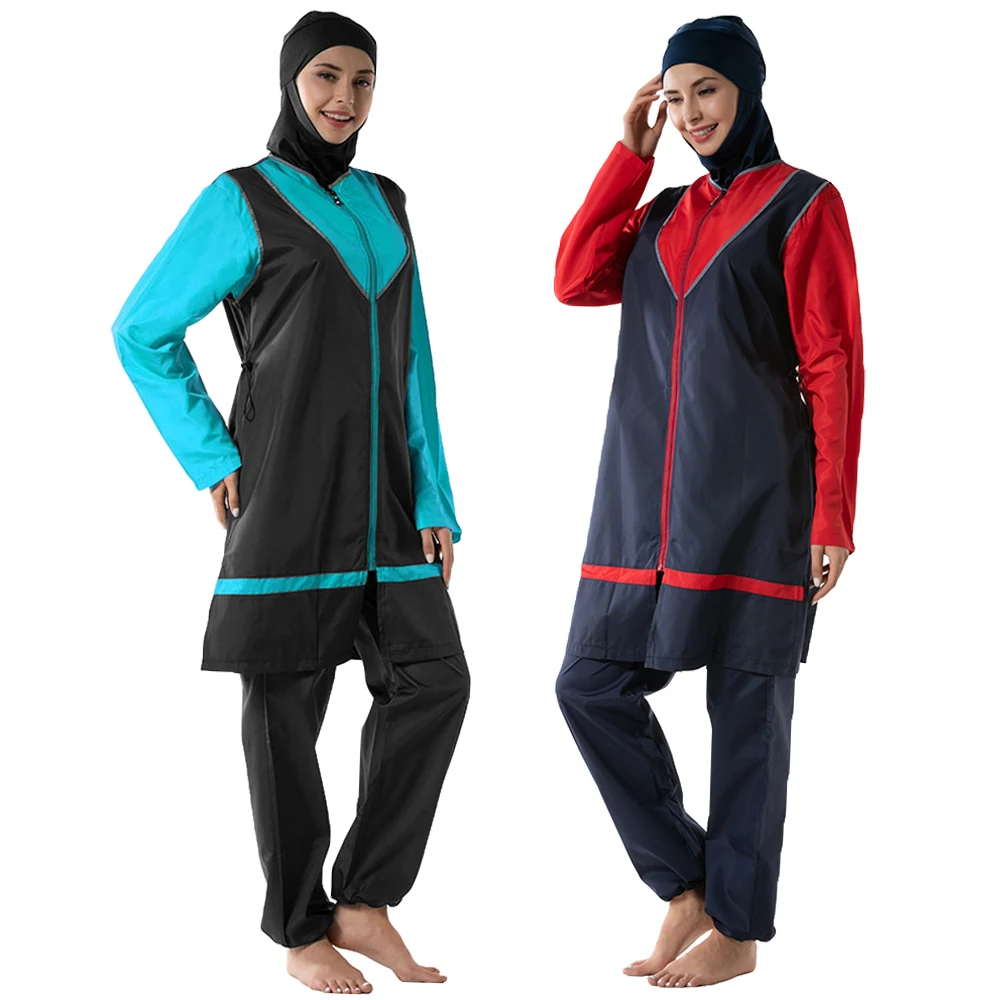 

2023 New Muslim Women Swimsuit Hijab Swimwear 3pcs Burkini Islamic Bathing Suit Full Cover Surf Swim Wear Modesty Beachwear Arab