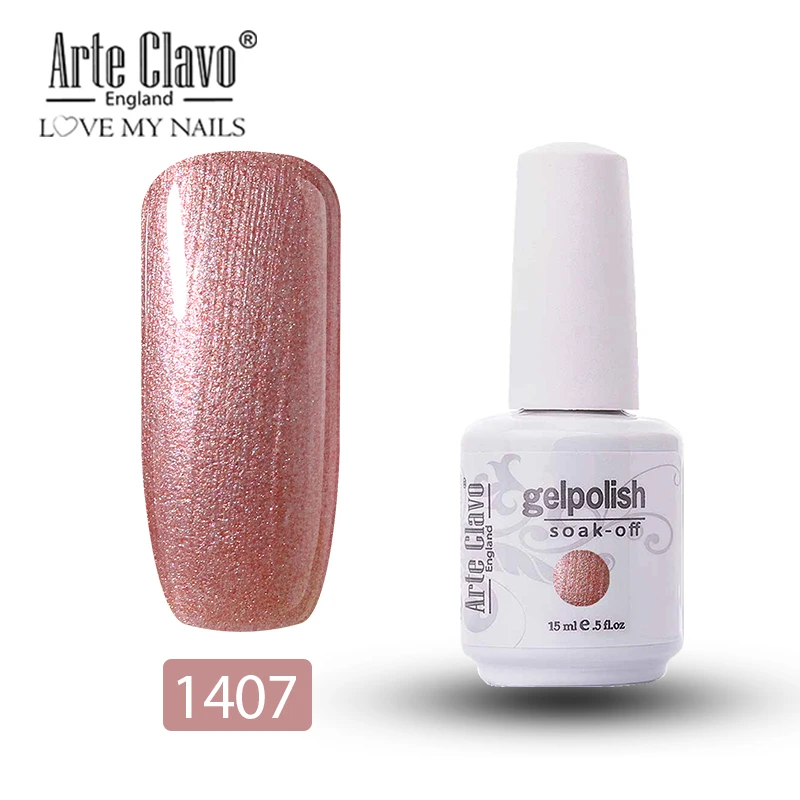 1407 Arte Clavo 15ml New Color Gel Nail Polish UV Glitter Nail Gellak Matt Top Base Soak Off Nail Art Design Lacquer Nail Gel Varnish - Цвет: 1407