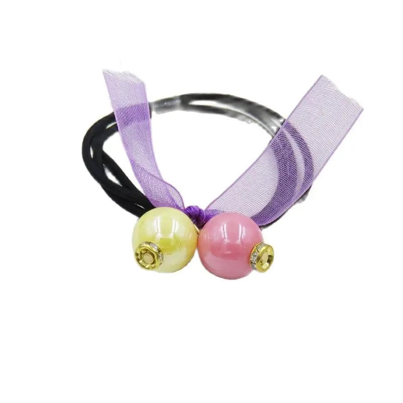 Резинка для волос женская эластичная с двумя шариками 1 шт. ручной работы обруч на