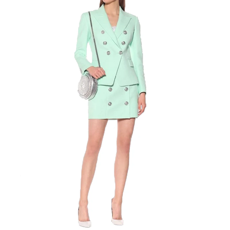 Женский блейзер 2020 года костюм из двух предметов двубортный Блейзер мятно