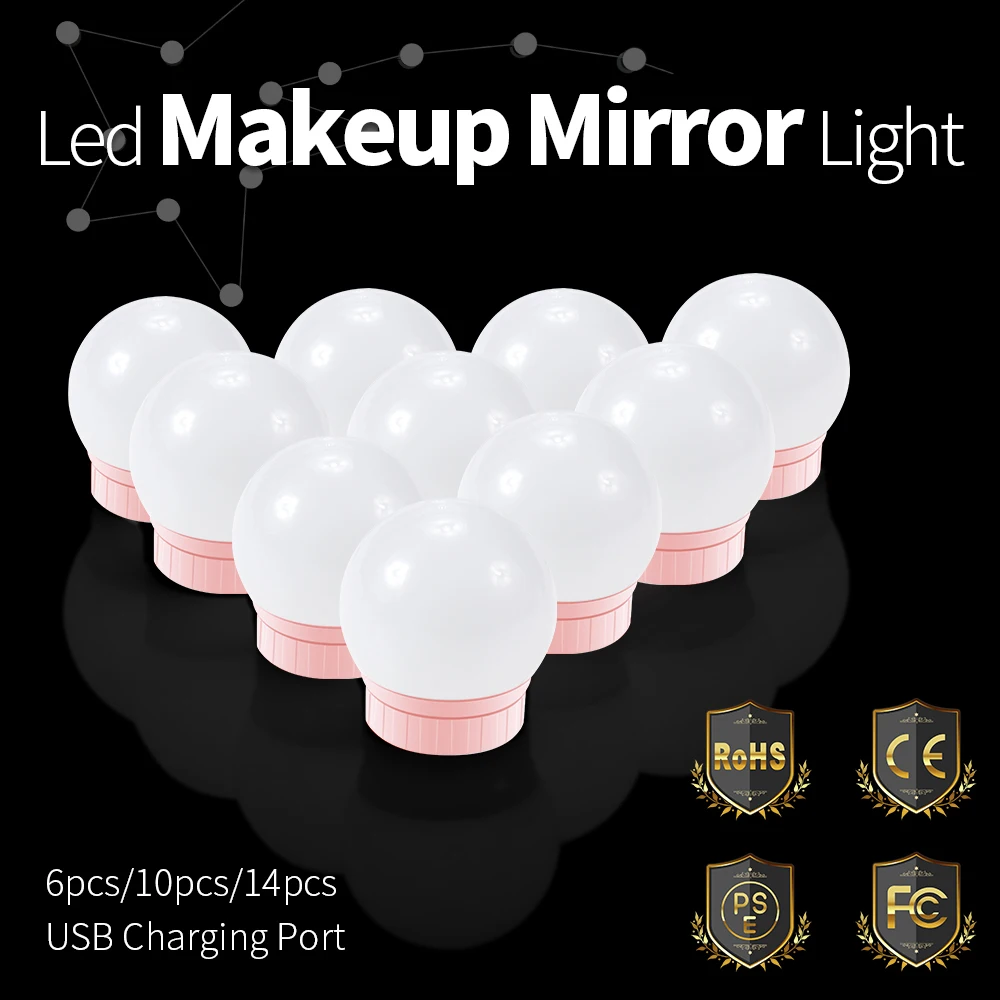 

LED Makeup Mirror Light USB Bathroom Dressing Table Lighting LED Hollywood Make Up Lamp Touch Mirror Vanity Light Cosmetic Lamp