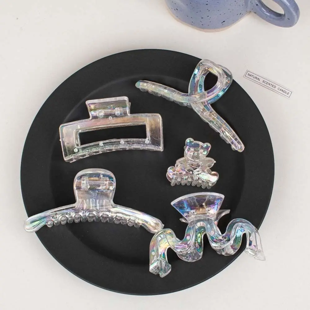 Новый цветной лазерный пластиковый зажим краб для женщин и девочек жесткий волос