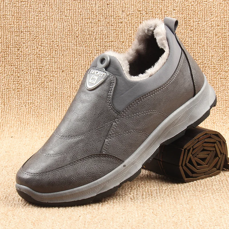 

Мужские зимние ботинки, мужские зимние теплые меховые лоферы, новинка 2021, мужские зимние ботинки без шнуровки, водонепроницаемая обувь для ...