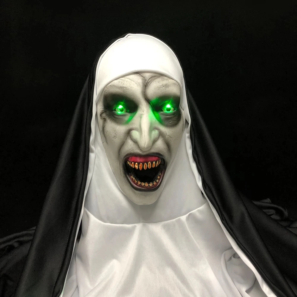

Nun Mask Cosplay Masks Led Valak Halloween Terror Costumes For Women Scary Latex Masques Costume Props Deluxe Mascarillas