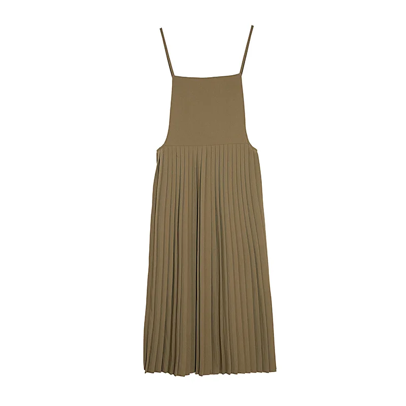 

2021 Spring Solid High Waist Suspender Women's Dress New Temperament Korean Wild Vestidos Fashion Casual Simple All Match Dress