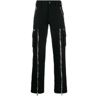 mens casual pants straight pants spring and autumn new black and silver long zipper design personalized fashion overalls