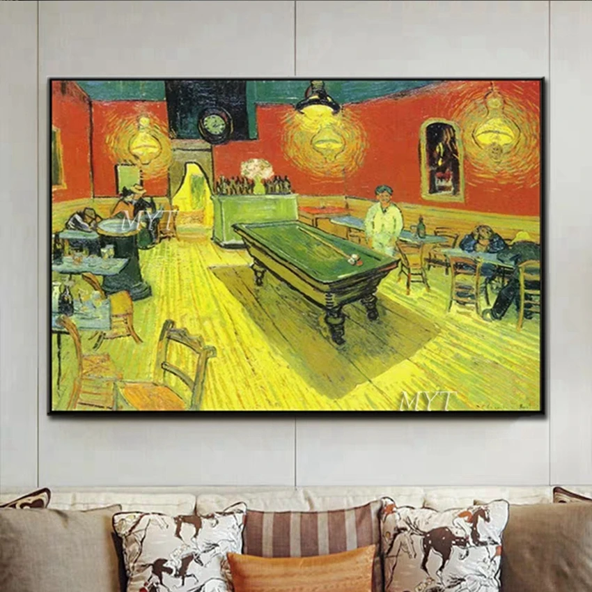 

No Framed Hand Painted Famous Reproduction Van Gogh Coffee Shop Oil Painting On Canvas 100% Handmade Paintings Wall Decor Art F