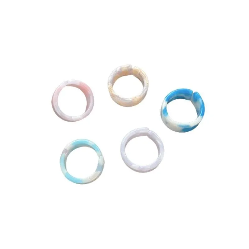 

2021 New Korea Colorful Transparent Resin Acetate Geometric For Women C-Shaped Set Party Ring Acrylic Jewelry Rings W2M0
