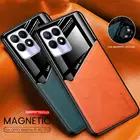 Чехол Realmi 8i, автомобильный чехол с магнитной кожаной текстурой, чехол для телефона Realme 8i 8 i Realme8i RMX3151 6,6 дюйма, противоударный чехол из ТПУ с рамкой
