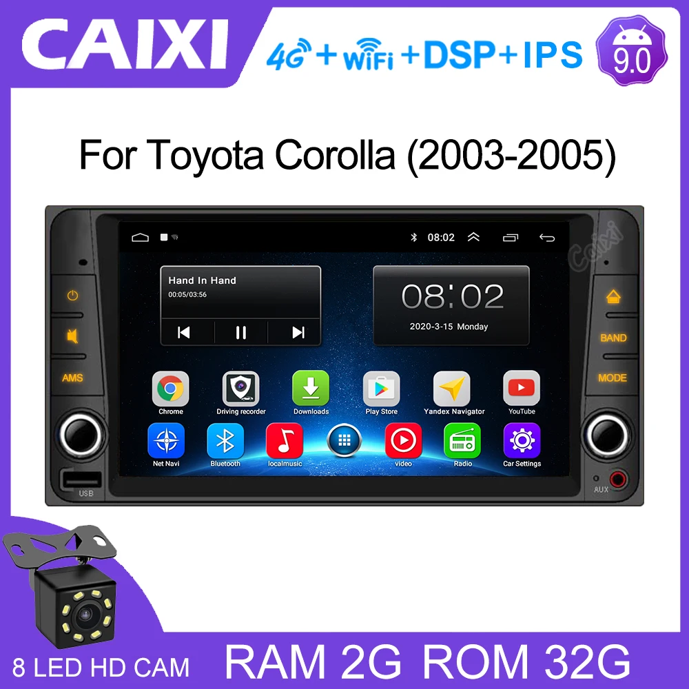 Автомагнитола CAIXI 2 Din Android 9 0 DVD мультимедийные видеоплееры для Toyota COROLLA VIOS CROWN CAMRY