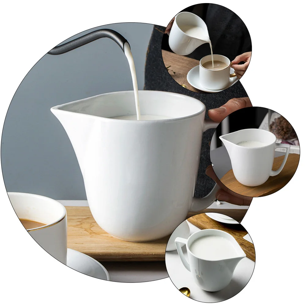 

1Pc Creative Ceramic Pitcher Practical Coffee Frothing Cup (White)