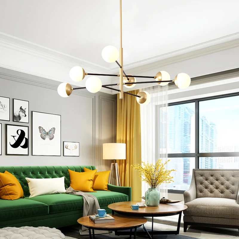 Modern Nordic E27 Lights Black LED Chandelier Lighting Edison 4/6/8Lights Chandeliers Indoor Light Fixture Not Included Bulbs | Освещение