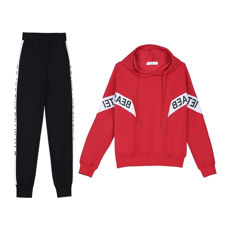 

New Arrival Spring Running Tracksuit Casual Suit Hooded Sweatshirt +pants Sportsuit 2 Piece Set Women Outfits