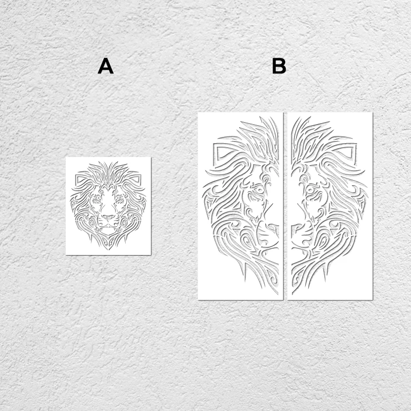 

Трафарет 50 см-90 см для декора, большая настенная краска, рисование мандалы на замке, ниши, Лев, каллиграфия, татуировка, племенной S171